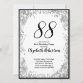 Elegant 88th Birthday Invitation For Her in Silver 招待状 (正面)