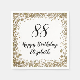 Elegant 88th Birthday Napkins With Gold Sequins スタンダードカクテルナプキン