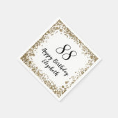 Elegant 88th Birthday Napkins With Gold Sequins スタンダードカクテルナプキン (角)