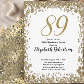 Elegant 89th Birthday Invitation For Her in Gold 招待状
