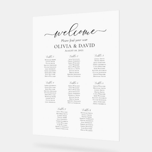 Elegant 8 Tables Welcome Acrylic Seating Chart アクリルサイン (傾斜)