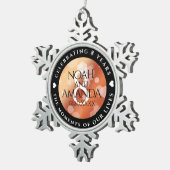 Elegant 8th Bronze Wedding Anniversary スノーフレークピューターオーナメント (右)