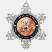 Elegant 8th Bronze Wedding Anniversary スノーフレークピューターオーナメント (正面)