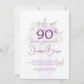 Elegant 90th Birthday Floral Bouquet Watercolor 招待状 (裏面)