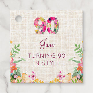 Elegant 90th Birthday for Her - Floral Style フェイバータグ