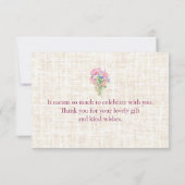 Elegant 90th Birthday for Her - Pink Flowers サンキューカード (裏面)