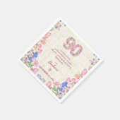 Elegant 90th Birthday for Her - Pink Flowers スタンダードカクテルナプキン (角)