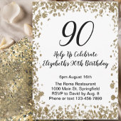 Elegant 90th Birthday Invitation Black and Gold  招待状