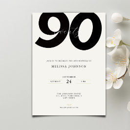 Elegant 90th Birthday Invitation - Minimal Style 招待状