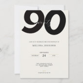 Elegant 90th Birthday Invitation - Minimal Style 招待状 (正面)