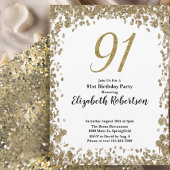 Elegant 91st Birthday Invitation For Her in Gold 招待状
