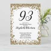 Elegant 93rd Birthday Invitation For Her in Gold 招待状 (スタンド正面)