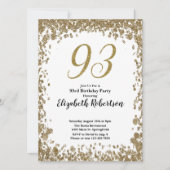 Elegant 93rd Birthday Invitation For Her in Gold 招待状 (正面)