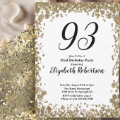 Elegant 93rd Birthday Invitation For Her in Gold 招待状