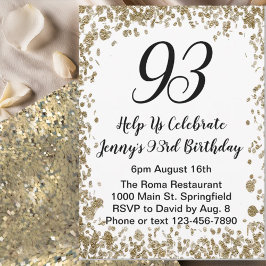 Elegant 93rd Birthday Invitation For Her in Gold 招待状