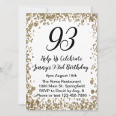 Elegant 93rd Birthday Invitation For Her in Gold 招待状 (正面)