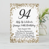 Elegant 94th Birthday Invitation For Her in Gold 招待状 (スタンド正面)