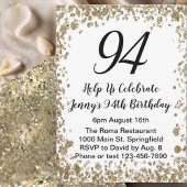 Elegant 94th Birthday Invitation For Her in Gold 招待状