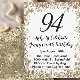 Elegant 94th Birthday Invitation For Her in Gold 招待状