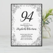 Elegant 94th Birthday Invitation For Her in Silver 招待状 (スタンド正面)