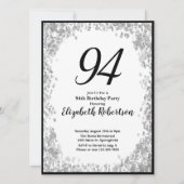 Elegant 94th Birthday Invitation For Her in Silver 招待状 (正面)