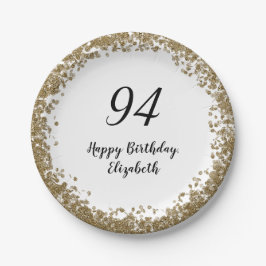 Elegant 94th Birthday Plates With Gold Sequins ペーパープレート