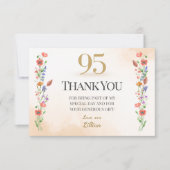 Elegant 95th Birthday - 95 Years Wildflowers サンキューカード (正面)