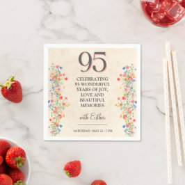 Elegant 95th Birthday Decor - Floral Wildflowers スタンダードカクテルナプキン