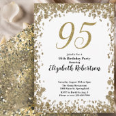Elegant 95th Birthday Invitation For Her in Gold 招待状
