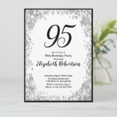 Elegant 95th Birthday Invitation For Her in Silver 招待状 (スタンド正面)