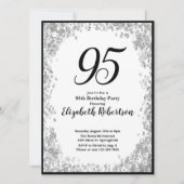 Elegant 95th Birthday Invitation For Her in Silver 招待状 (正面)