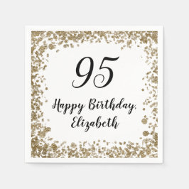 Elegant 95th Birthday Napkins With Gold Sequins スタンダードカクテルナプキン