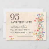 Elegant 95th Birthday Wildflower Save the Date (正面)