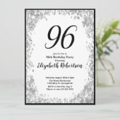 Elegant 96th Birthday Invitation Silver and Black 招待状 (スタンド正面)