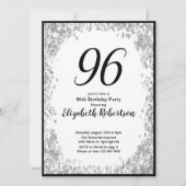 Elegant 96th Birthday Invitation Silver and Black 招待状 (正面)