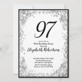 Elegant 97th Birthday Invitation Silver and Black 招待状 (正面)
