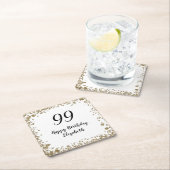 Elegant 99th Birthday Coasters With Gold Sequins スクエアペーパーコースター (インサイチュ)