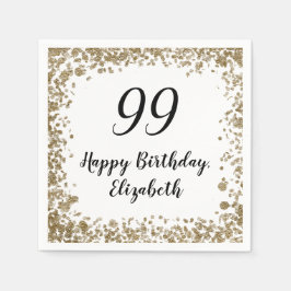 Elegant 99th Birthday Napkins With Gold Sequins スタンダードカクテルナプキン
