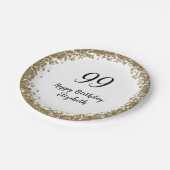 Elegant 99th Birthday Plates With Gold Sequins ペーパープレート (アングル)