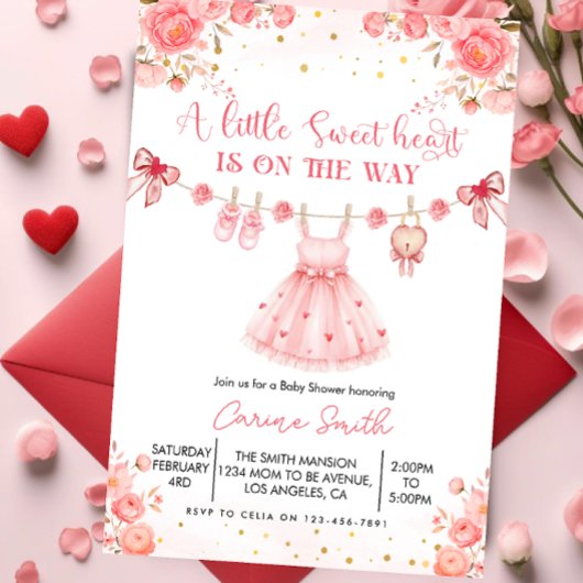 Elegant a Little Sweetheart Baby Shower  招待状