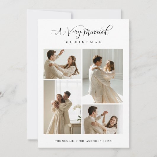 Elegant A Very Married Christmas Script 4 Photo シーズンカード (正面)