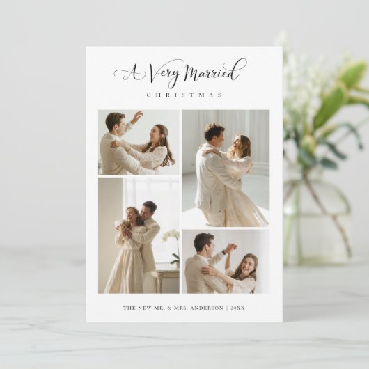 Elegant A Very Married Christmas Script 4 Photo シーズンカード (スタンド正面)