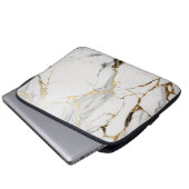 Elegant abstract black and white gold marble stone ラップトップスリーブ (正面下部)