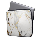Elegant abstract black and white gold marble stone ラップトップスリーブ (正面左)