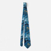 Elegant Abstract Blue & Gold Floral ネクタイ (裏面)