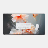 Elegant Abstract Blush Flower Misty Flow デスクマット (キーボード&マウス)