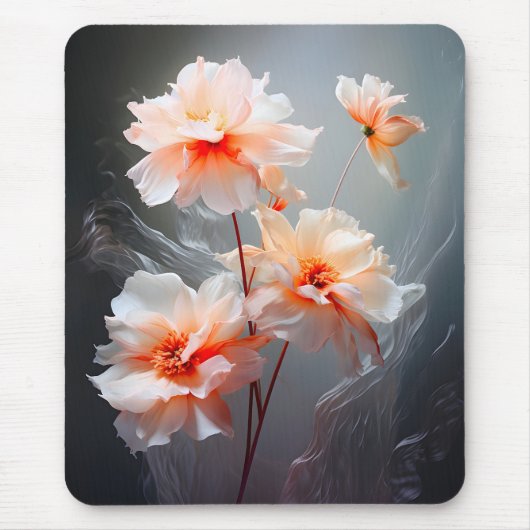 Elegant Abstract Blush Flower Misty Flow マウスパッド (正面)