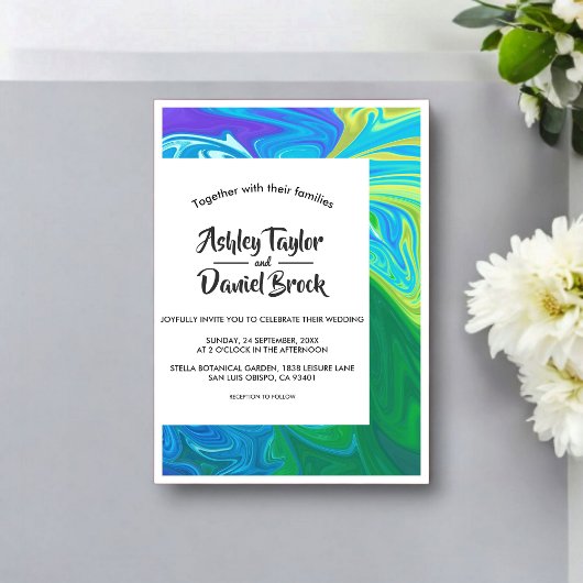 Elegant Abstract Fine Art Modern Artful Wedding アクリル招待状