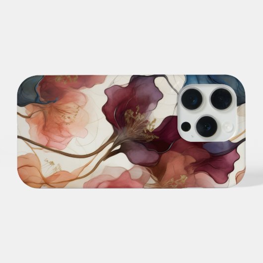 Elegant Abstract Floral Art Phone Case modern desi iPhoneケース (裏面横)