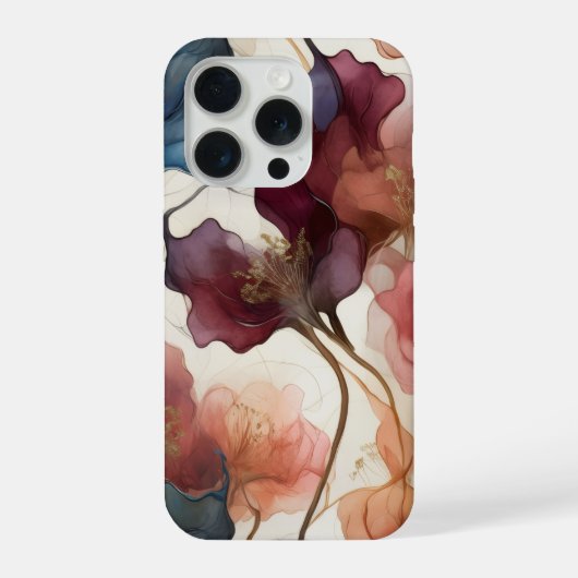 Elegant Abstract Floral Art Phone Case modern desi iPhoneケース (裏面)